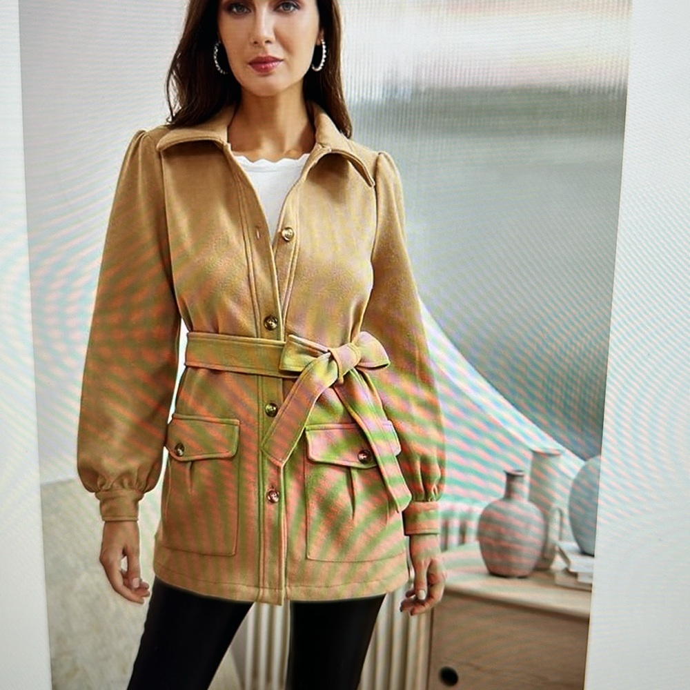 Grace Karen women’s wool trench jacket, single breasted mid length - Picture 2 of 5